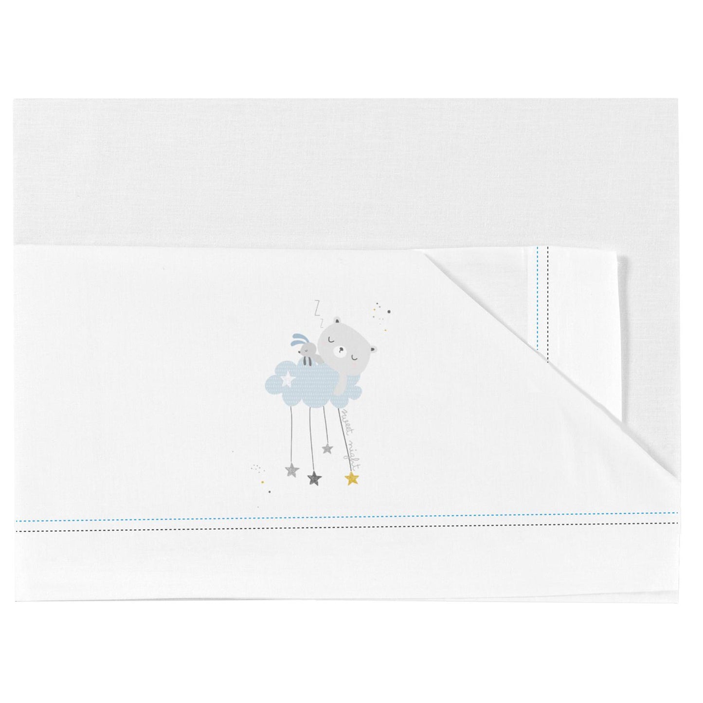 CONJUNTO DE LENÇÓIS 3 PEÇAS 100% ALGODÃO MINI BERÇO 001 D.SUEÑOS 600 13 B/AZUL