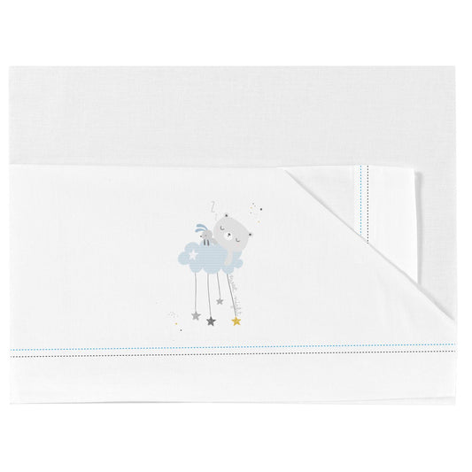 CONJUNTO DE LENÇÓIS 3 PEÇAS 100% ALGODÃO MINI BERÇO 001 D.SUEÑOS 600 13 B/AZUL