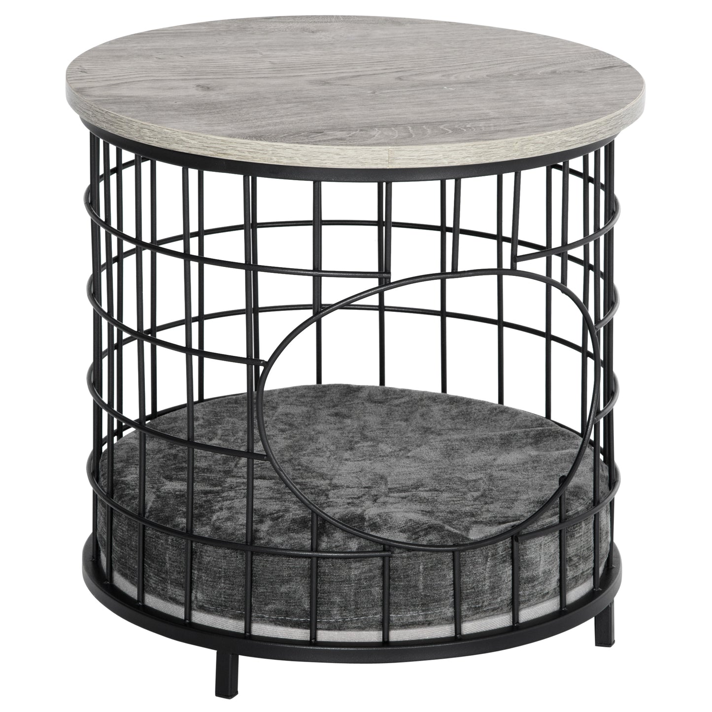 Pawhut Mesa Auxiliar Cama Para Gatos Con Orificio Cojín Desmontable 40x40x40cm_0