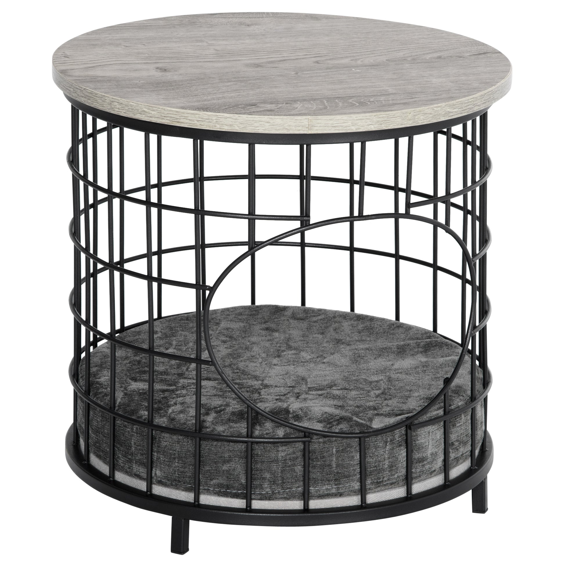 Pawhut Mesa Auxiliar Cama Para Gatos Con Orificio Cojín Desmontable 40x40x40cm_0