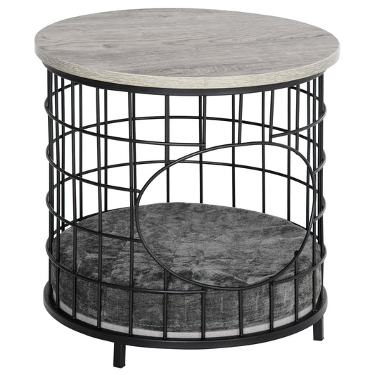 Pawhut Mesa Auxiliar Cama Para Gatos Con Orificio Cojín Desmontable 40x40x40cm_0