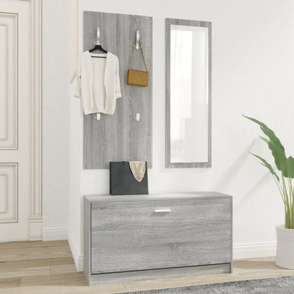 Set De Mueble Zapatero 3 En 1 Madera Contrachapada Gris Sonoma / Vetonek_5