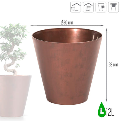 Maceta Tubus Corten 12l., Dimensiones (mm) 300x300x280, Color Cobre