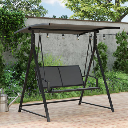 Outsunny Columpio De Jardín De 2 Plazas Con Toldo Ajustable 160x112x162 Cm Gris_3