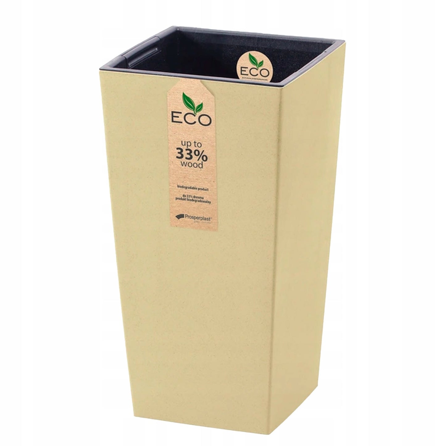 Macetero Con Inserto Prosperplast Urbi Square Eco 11,4 L En Color Crema 19,5 X 19,5 X 37,5 Cm_0