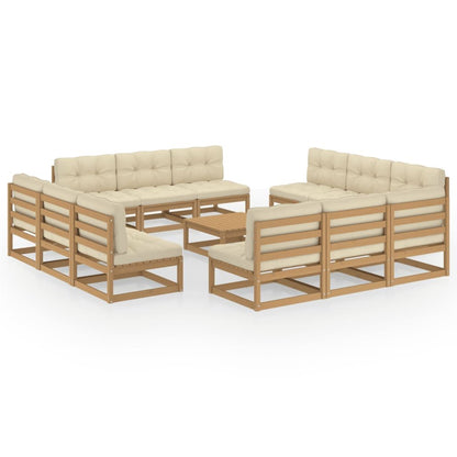 Vidaxl Muebles De Jardín 13 Piezas Con Cojines Madera De Pino Maciza_0
