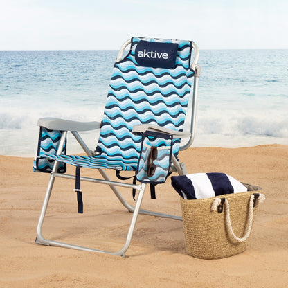 Aktive Pack 2 Sillas Plegables Playa Xl 48x78x95 Cm Aruba 5 Posiciones Con Asas Mochila_1