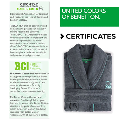 Albornoz L/xl 360gsm 100%algodon Gris Oscuro Casa Benetton