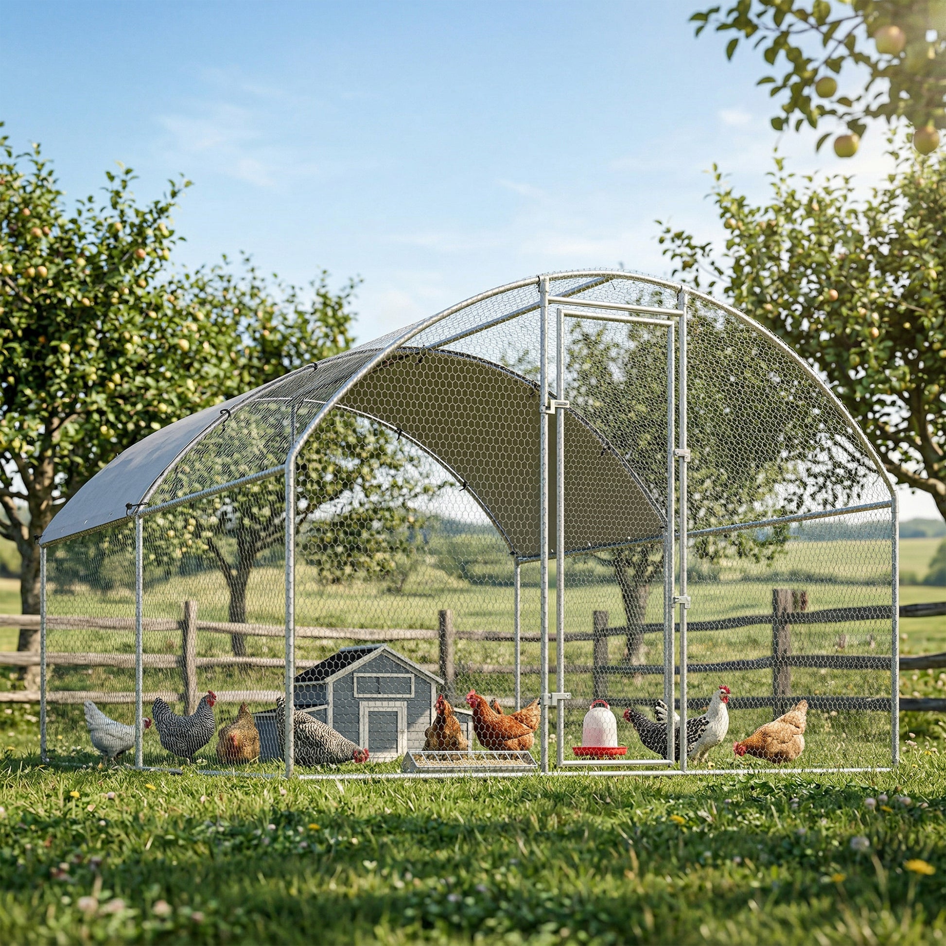 Pawhut Gallinero Para Exterior 2,8x3,4x1,9 M Para 10-16 Gallinas Plata_1