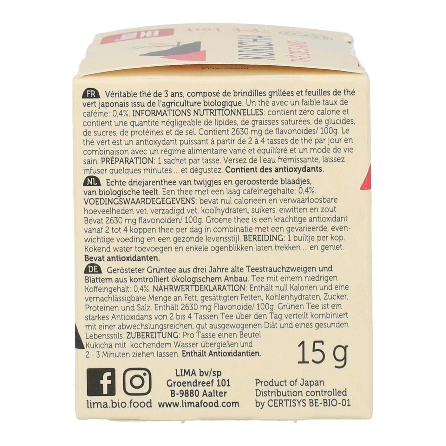 Chá Kukicha 3 anos ECO Lima 10 saquetas