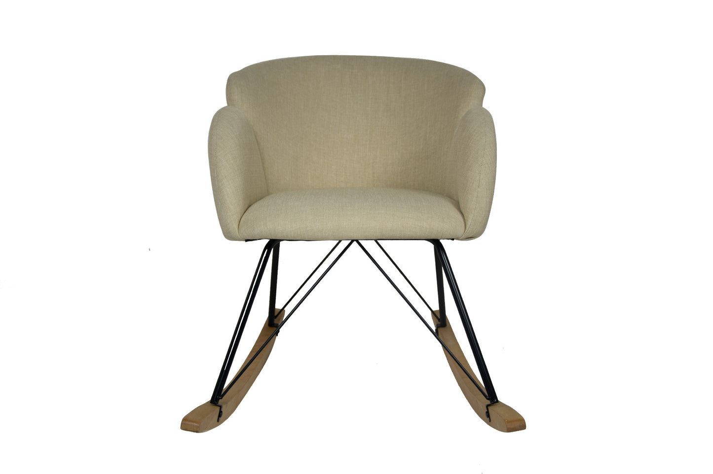 Mecedora , Mecedora Mecedora Tela Beige Madera Y Pata De Metal 86x62x72cm- Muebles De Sala_1