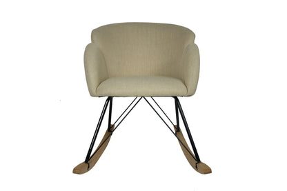 Mecedora , Mecedora Mecedora Tela Beige Madera Y Pata De Metal 86x62x72cm- Muebles De Sala_1