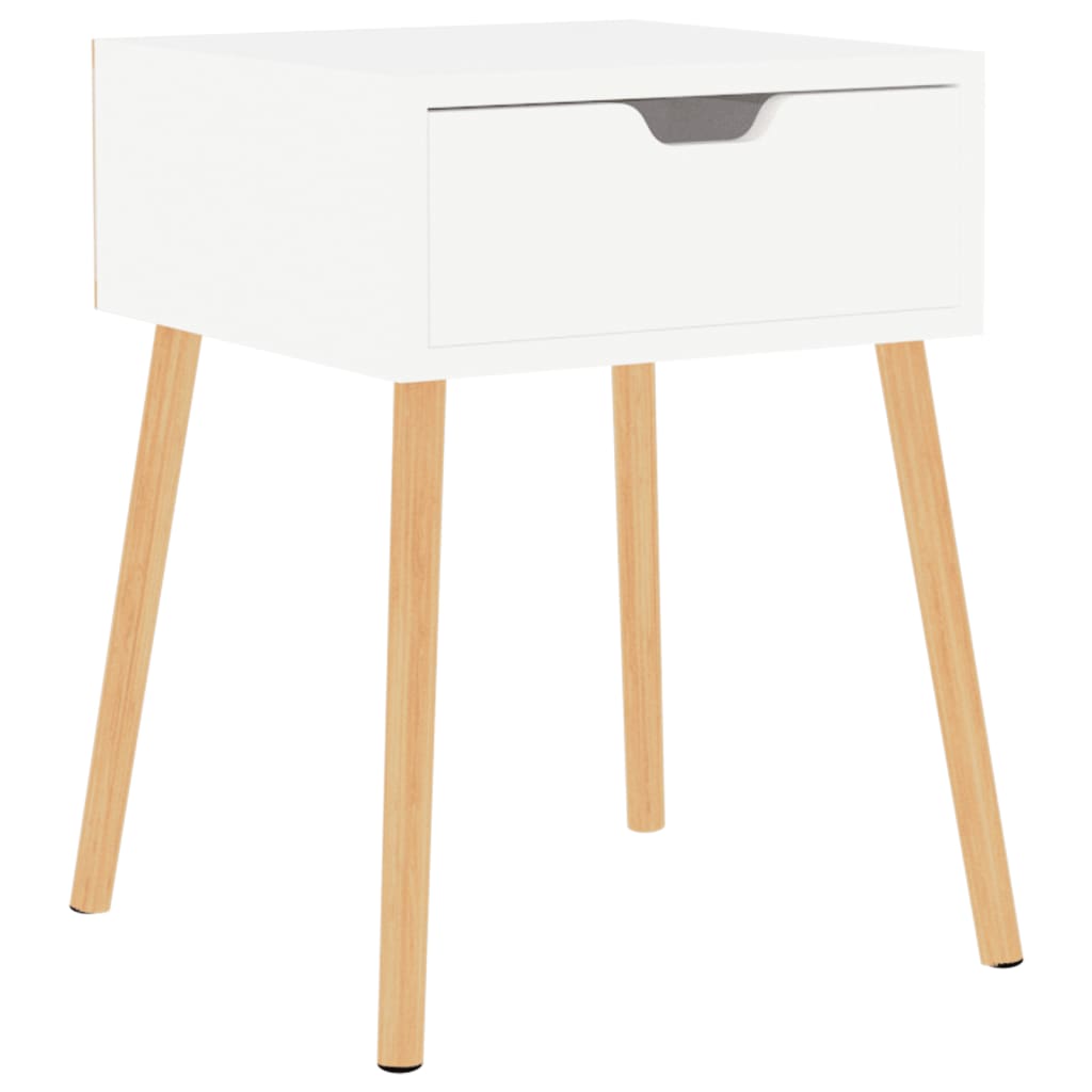 Mesita De Noche Madera De Ingeniería Blanco Brillo 40x40x56 Cm_0