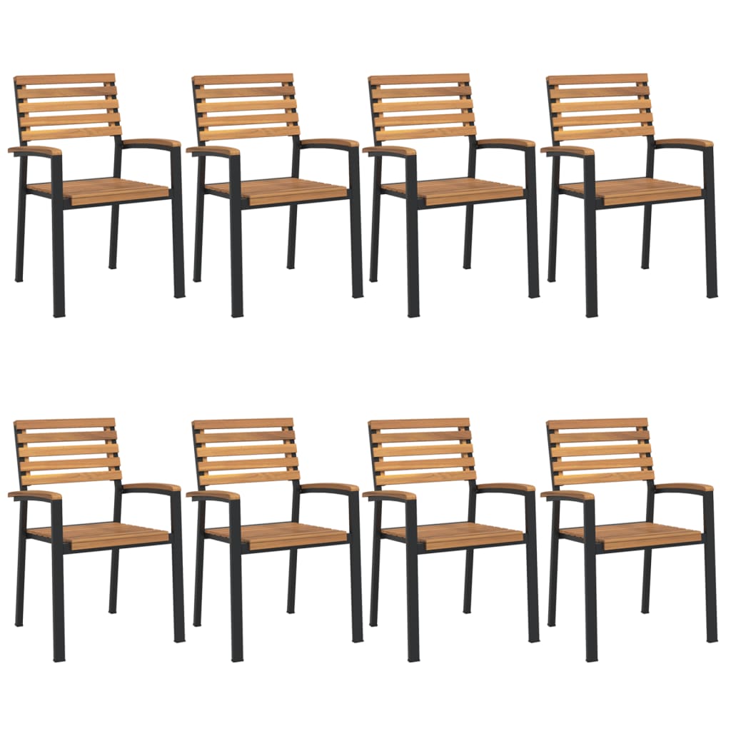 Juego De Comedor De Jardín 9 Pzas Madera Maciza Acacia Y Metal / Vetonek_4