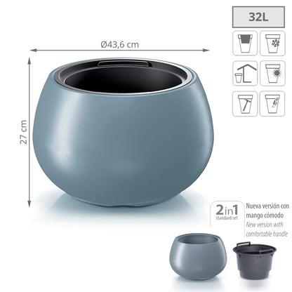 Maceta Heos 32l., Con Depósito, Dimensiones (mm) 436x436x270, Color Gris Claro_1