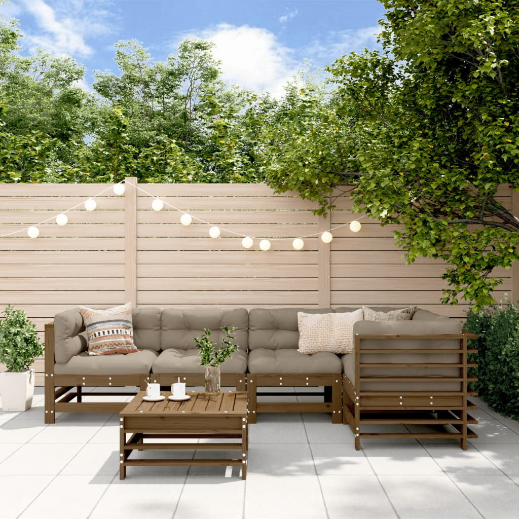 Vidaxl Juego Muebles De Jardín 6 Piezas Madera Maciza Pino Marrón Miel_1