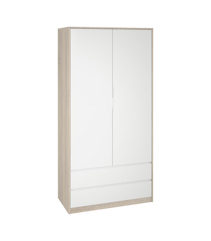 Armario 2 Puertas 2 Cajones Abatibles Acabado Roble Cortez/blanco 200 Cm(alto)100 Cm(ancho_0