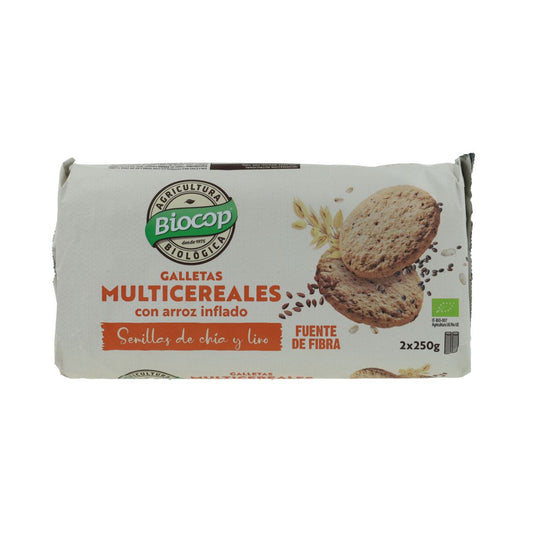 Biocop Biscoitos Multigrãos Biológicos com Arroz Tufado 2 Embalagens 500g