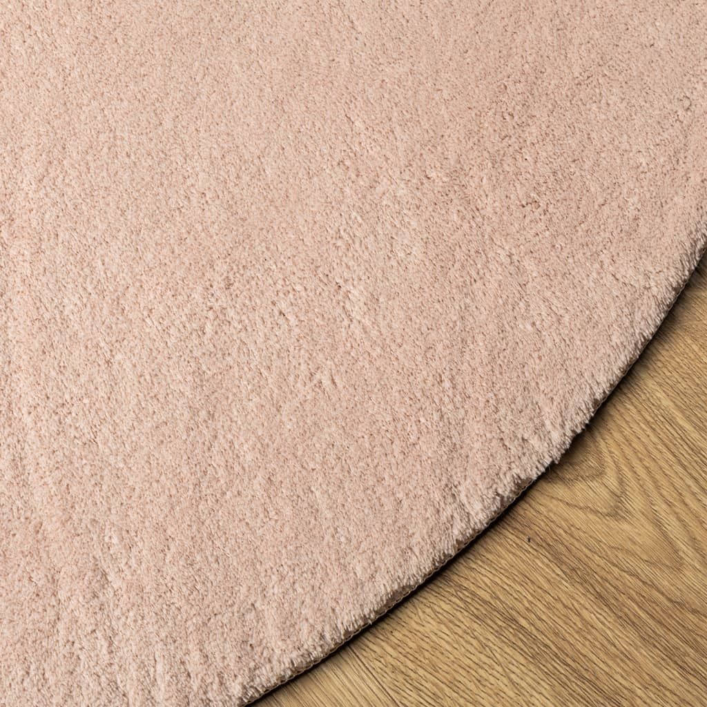 Vidaxl Alfombra De Pelo Corto Suave Lavable Huarte Rosado Ø 80 Cm_3