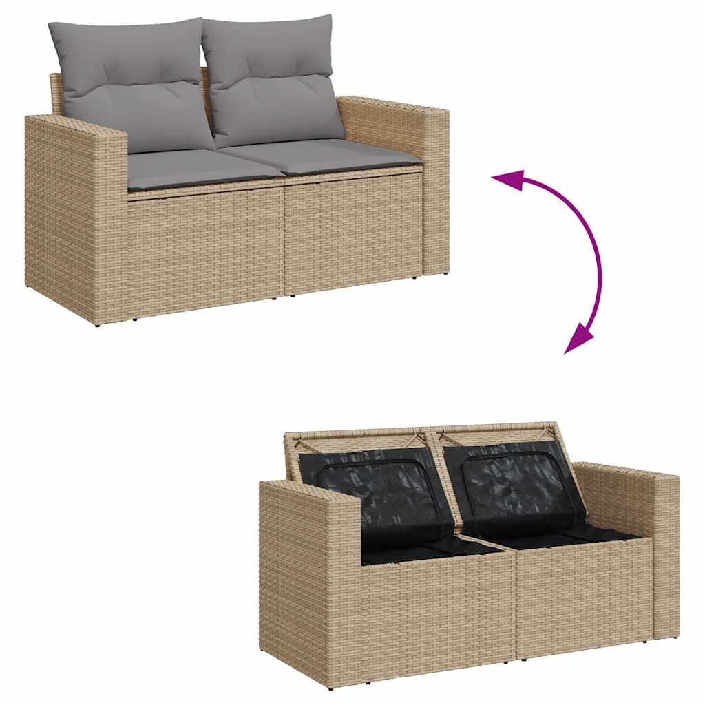 Set Sofás Jardín Y Cojines 9 Pzas Ratán Sintético Acacia Beige / Vetonek_4