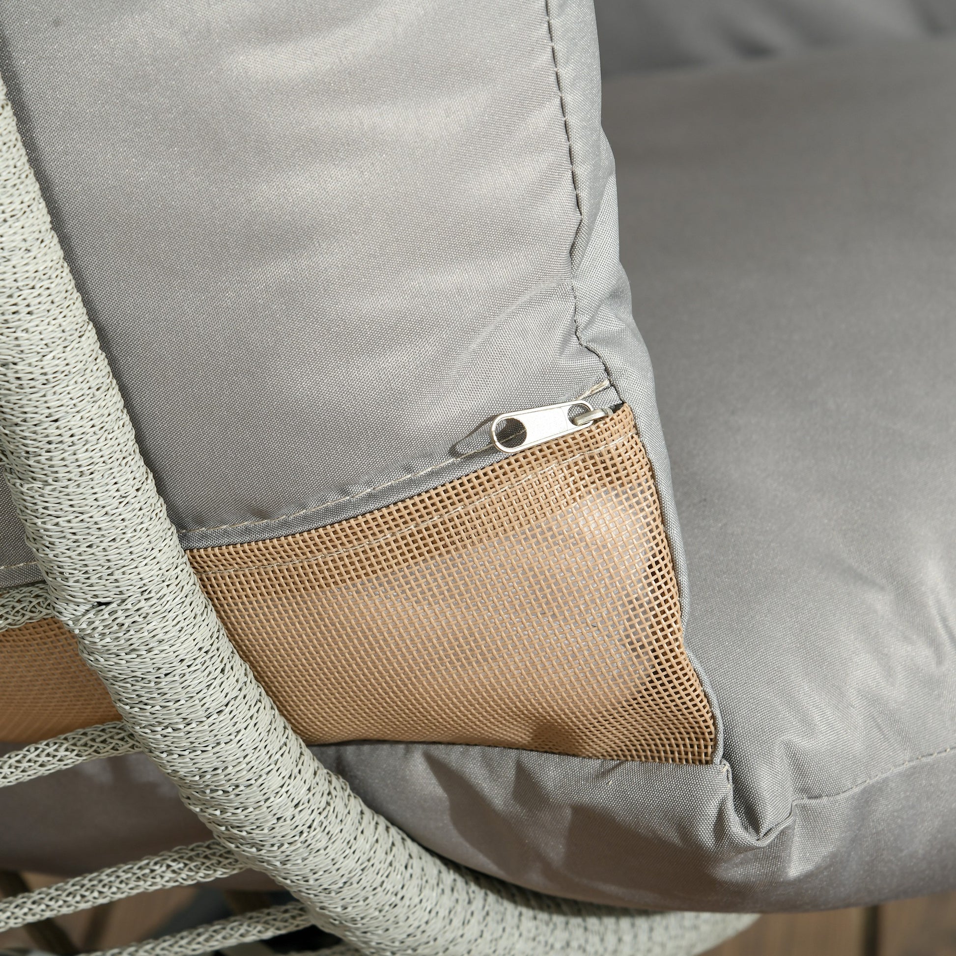 Outsunny Silla Colgante Huevo Con Soporte Cesta Plegable Cojín Gris Y Negro_3