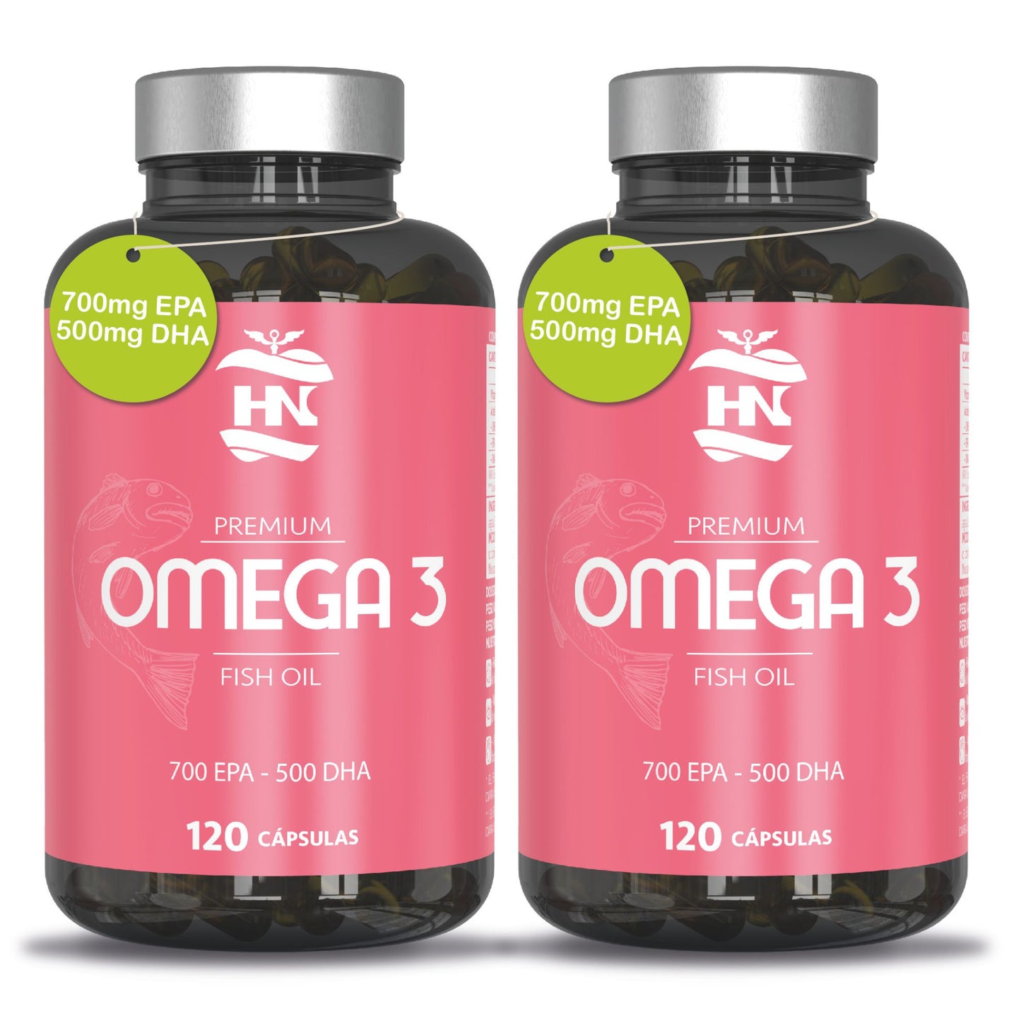 Omega 3 A Base De Aceite De Pescado 120 Perlas Blandas De Acidos Grasos 700mg Epa - 500mg Dha Con Vitamina E (2 Botes)_0