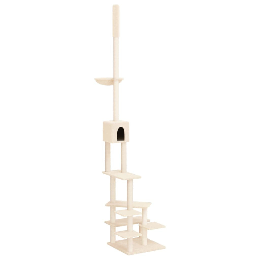 Vidaxl Árbol Rascador Para Gatos De Suelo A Techo Crema 268,5-294,5 Cm_0