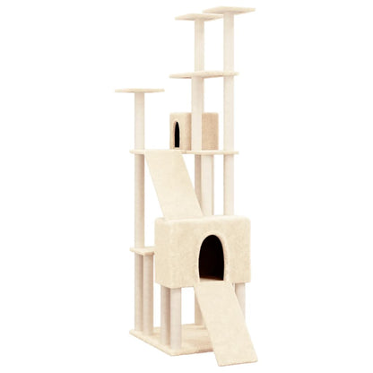Rascador Para Gatos Con Postes De Sisal Crema 190 Cm_0