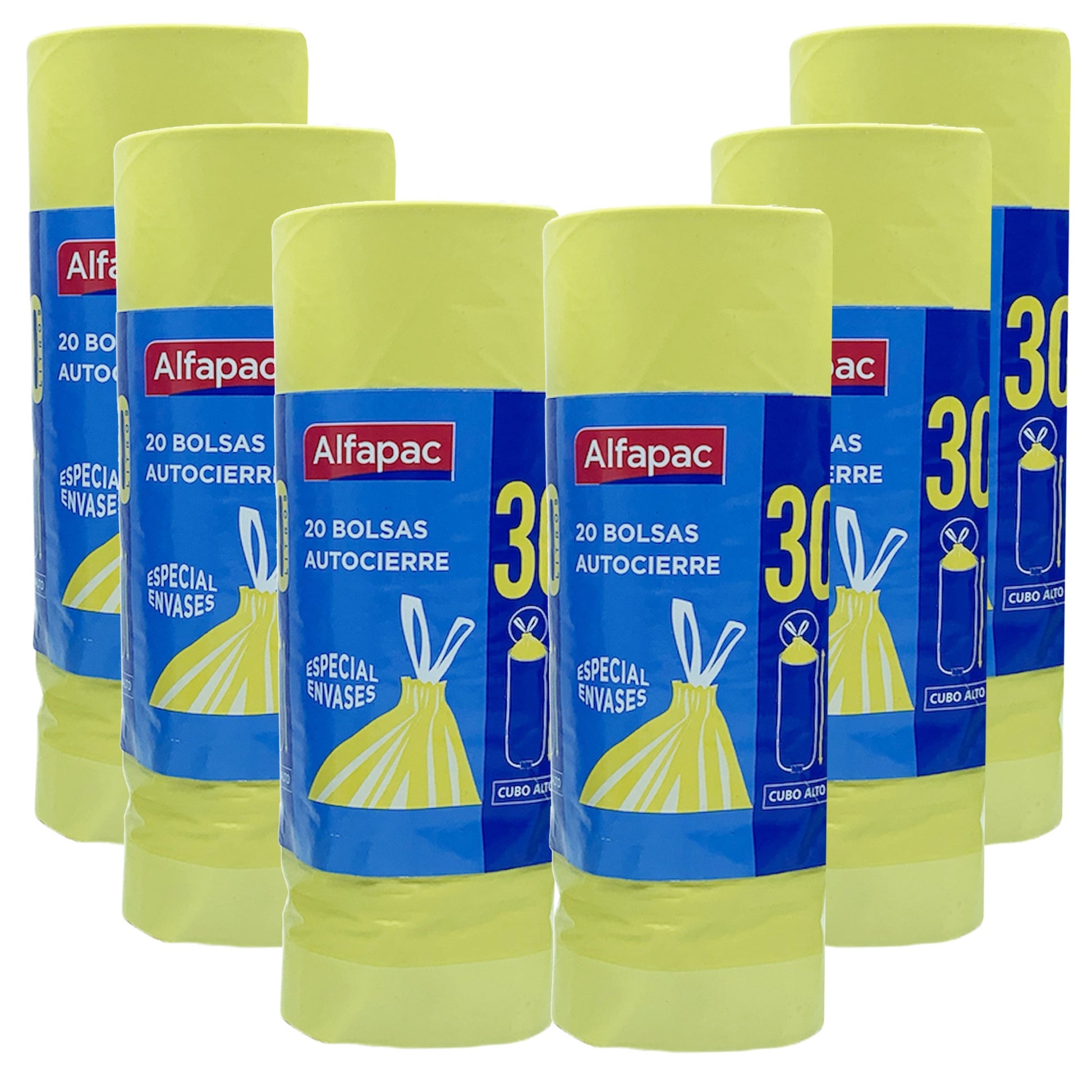 6 Rollos De 20 Bolsas De Basura Con Autocierre 30 L