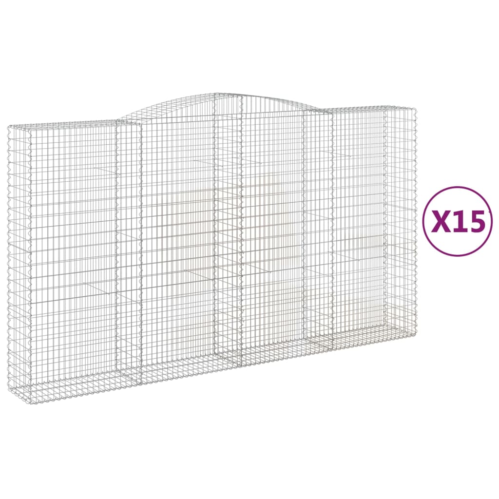 Cestas De Gaviones 15 Uds Forma De Arco Hierro 400x50x220/240cm_0