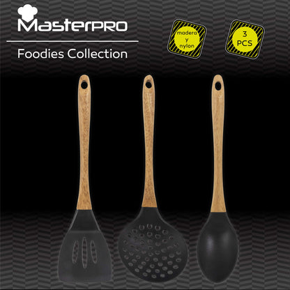 Bateria De Cocina 5 Piezas San Ignacio De Acero Inoxidable Con Set De 3 Utensilios De Cocina En Silicona Foodies