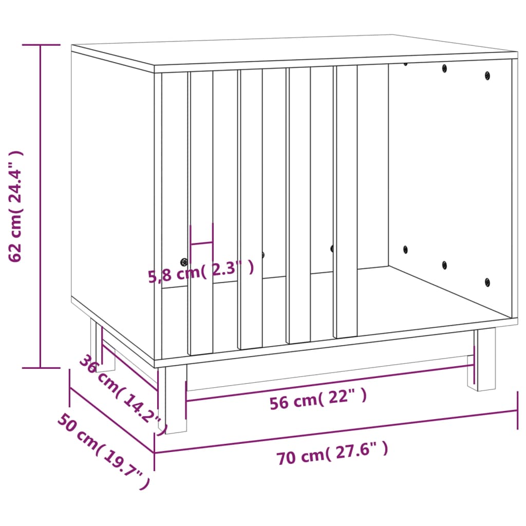 Cama Para Perros Madera Maciza Pino Marrón Miel 70x50x62 Cm / Vetonek_4