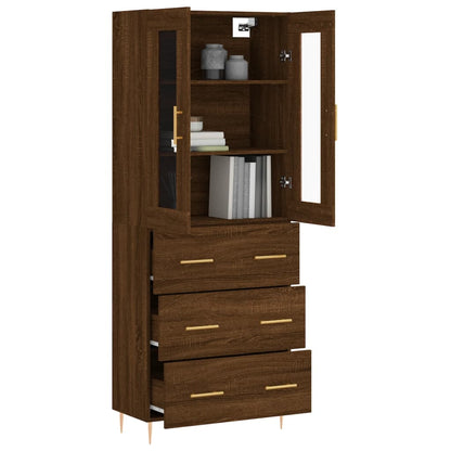 Aparador Alto Madera Contrachapada Marrón Roble 69,5x34x180 Cm_2