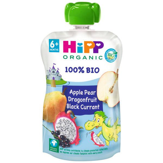 Saquetas Maçã, Pêra, Pitaya e Groselha Bio +6 meses HiPP 100 g