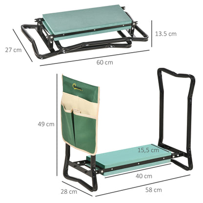 Outsunny Taburete De Jardín Plegable 2 En 1 Con Almohadilla De Espuma Y Bolsa_2