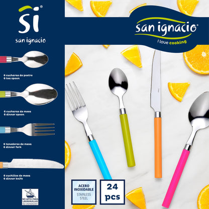 Pack Batería De Cocina 5 Piezas + Set De Cubertería 24pc En Acero Inoxidable_4