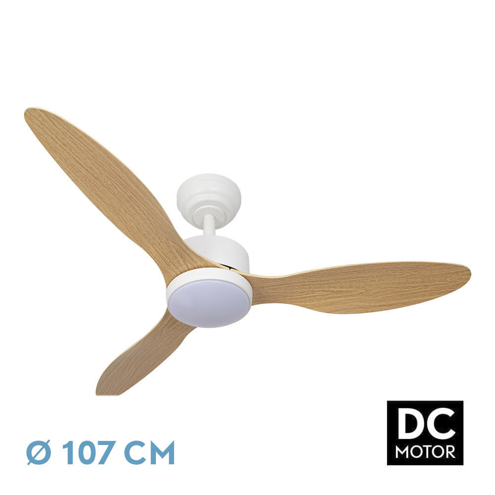 Ventilador Dc Serpa 24w Blanco 3aspas Haya 107d 2424lm 3000-4000-6500k Remoto+reguladort Intensidad+temporizador+memoria_0