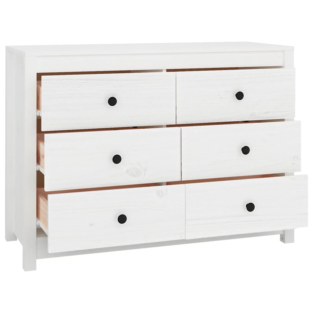 Armario Auxiliar De Madera Maciza De Pino Blanco 100x40x72 Cm / Vetonek_4