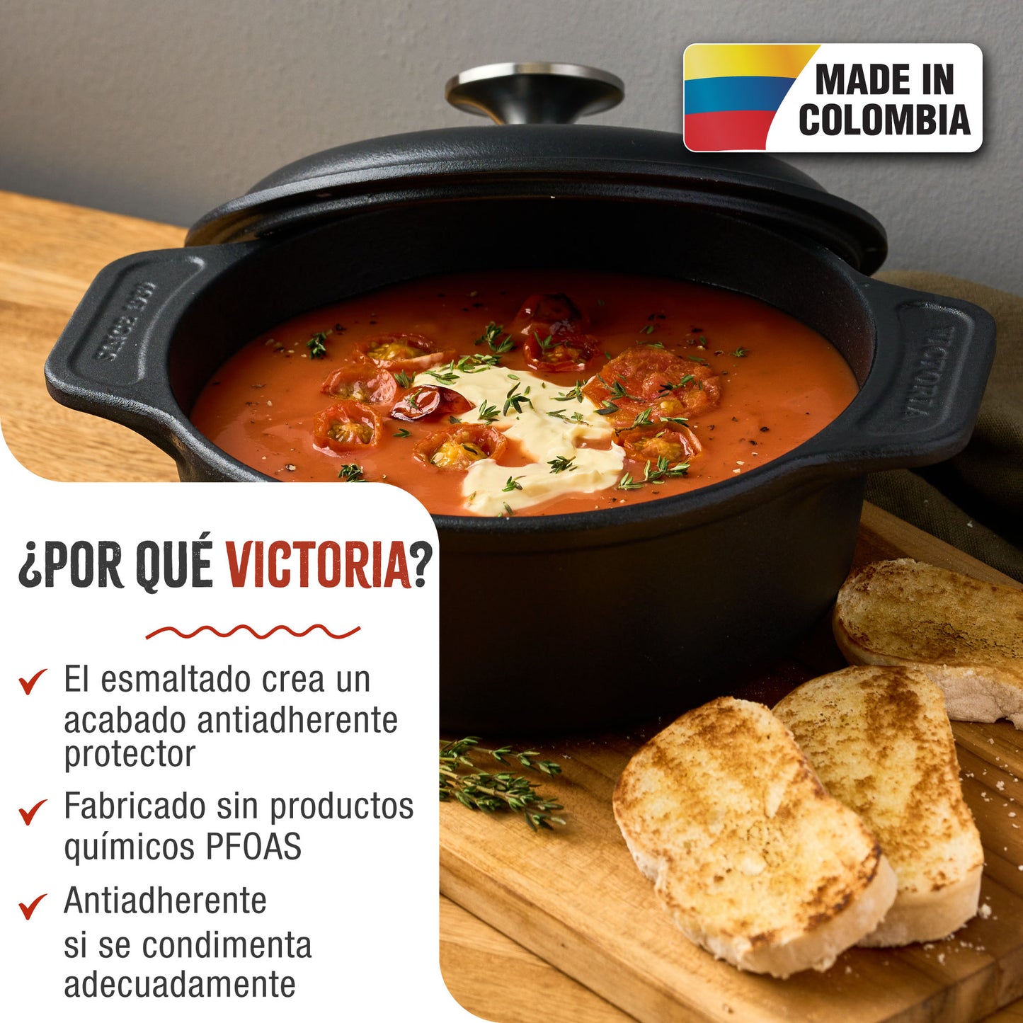 Victoria Horno Holandés Olla Inducción Hierro Fundido Esmaltado 20cm, Cocotte 1,9l, Sin Ptfe Ni Pfoa, 34894, Negro_1