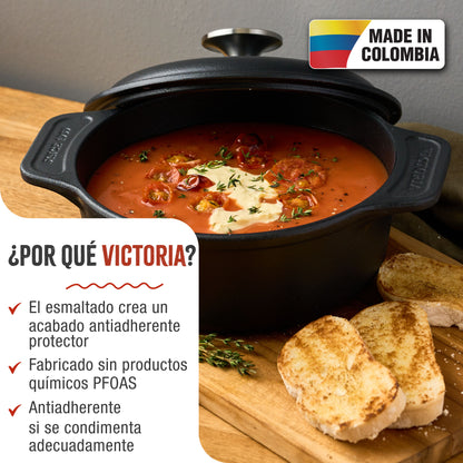 Victoria Horno Holandés Olla Inducción Hierro Fundido Esmaltado 20cm, Cocotte 1,9l, Sin Ptfe Ni Pfoa, 34894, Negro_1