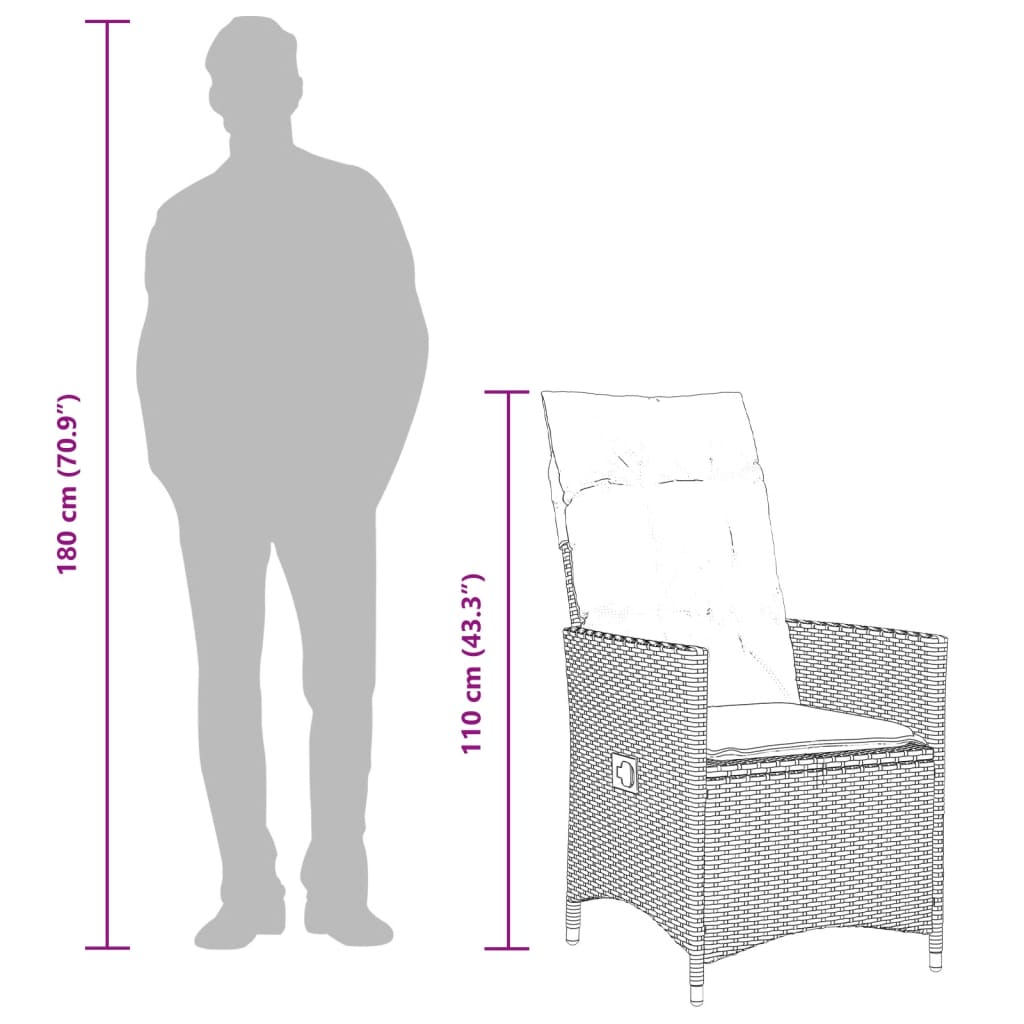 Set Comedor Jardín 7 Pzas Y Cojines Ratán Sintético Gris / Vetonek_1