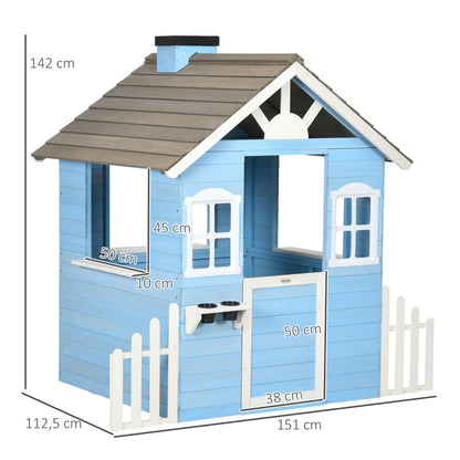 Outsunny Casita Infantil De Madera Con Puerta Ventanas Macetas 151x112,5x142 Cm_2