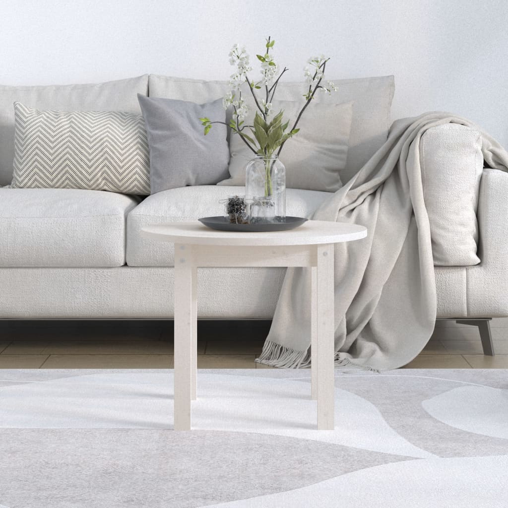 Mesa De Centro De Madera Maciza De Pino Blanco Ø 55x45 Cm_1