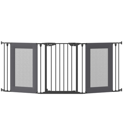 Pawhut Barrera De Seguridad Para Perros Plegable De 3 Piezas 203x74 Cm Negro_0