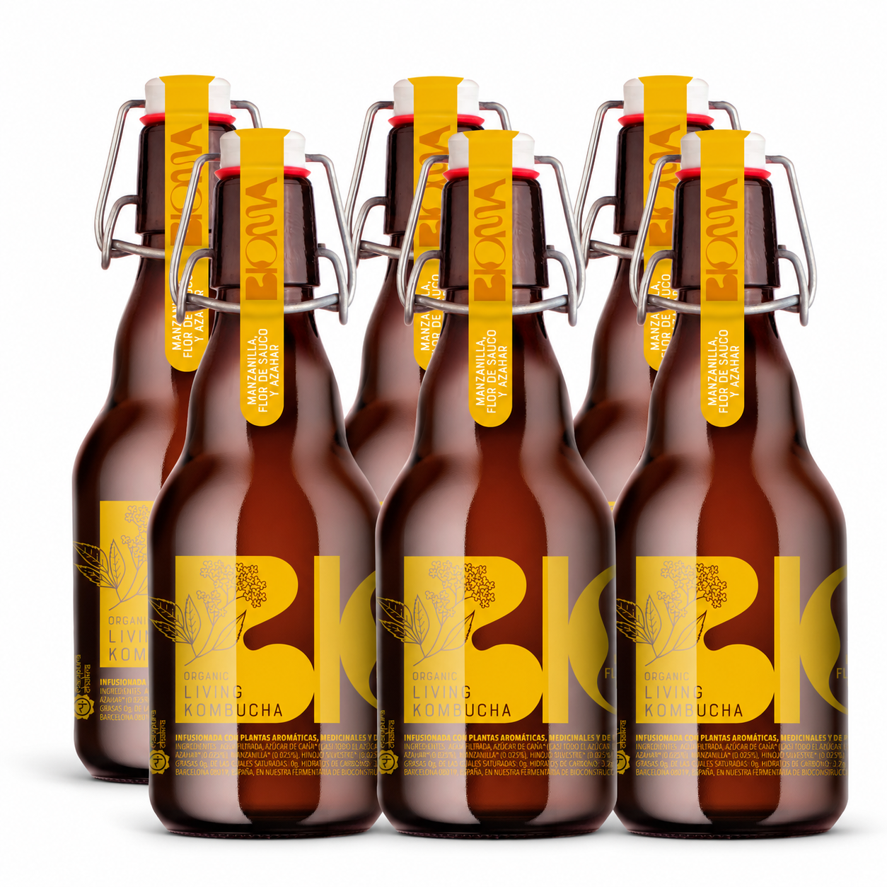 Kombucha Solar Flower: Manzanilla, Flor De Saúco Y Azahar Pack 6 Botellas 330 Ml_2