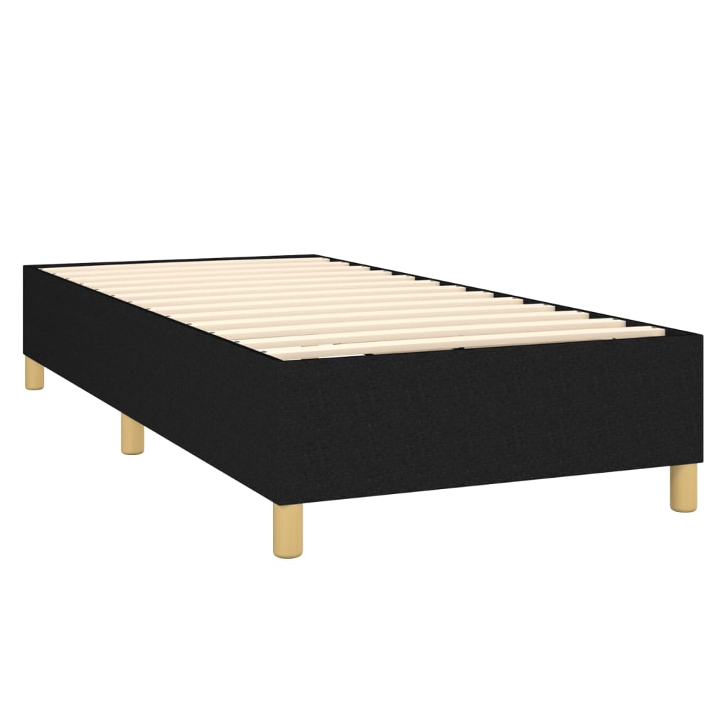 Cama Box Spring Colchón Y Luces Led Tela Negro 100x200 Cm / Vetonek_3