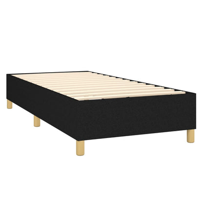 Cama Box Spring Colchón Y Luces Led Tela Negro 100x200 Cm / Vetonek_3
