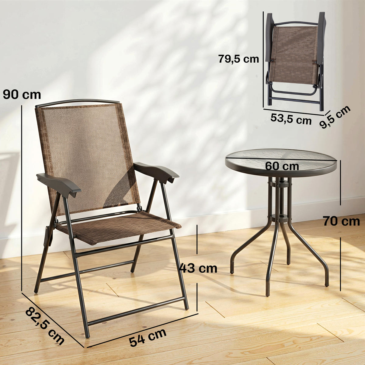 Outsunny Conjunto Mesa Y 2 Sillas Muebles Jardín De Exterior Patio Terraza_2