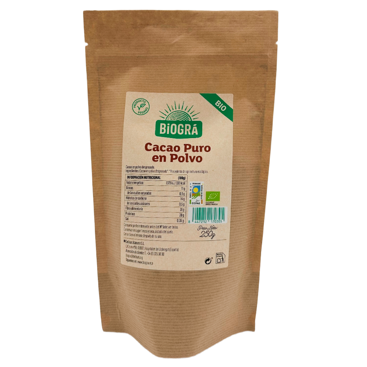 Biográ cacau em pó biológico desengordurado puro 250 g