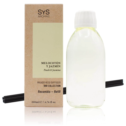 Recambio Mikado Melocotón y Jazmín 1991 200 ml con Varillas | Aroma Afrutado y Floral | Refill Difusor | Larga Duración_0